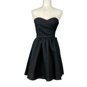 Lauren James Womens Savannah Black Seersucker Strapless Dress Pockets size XS